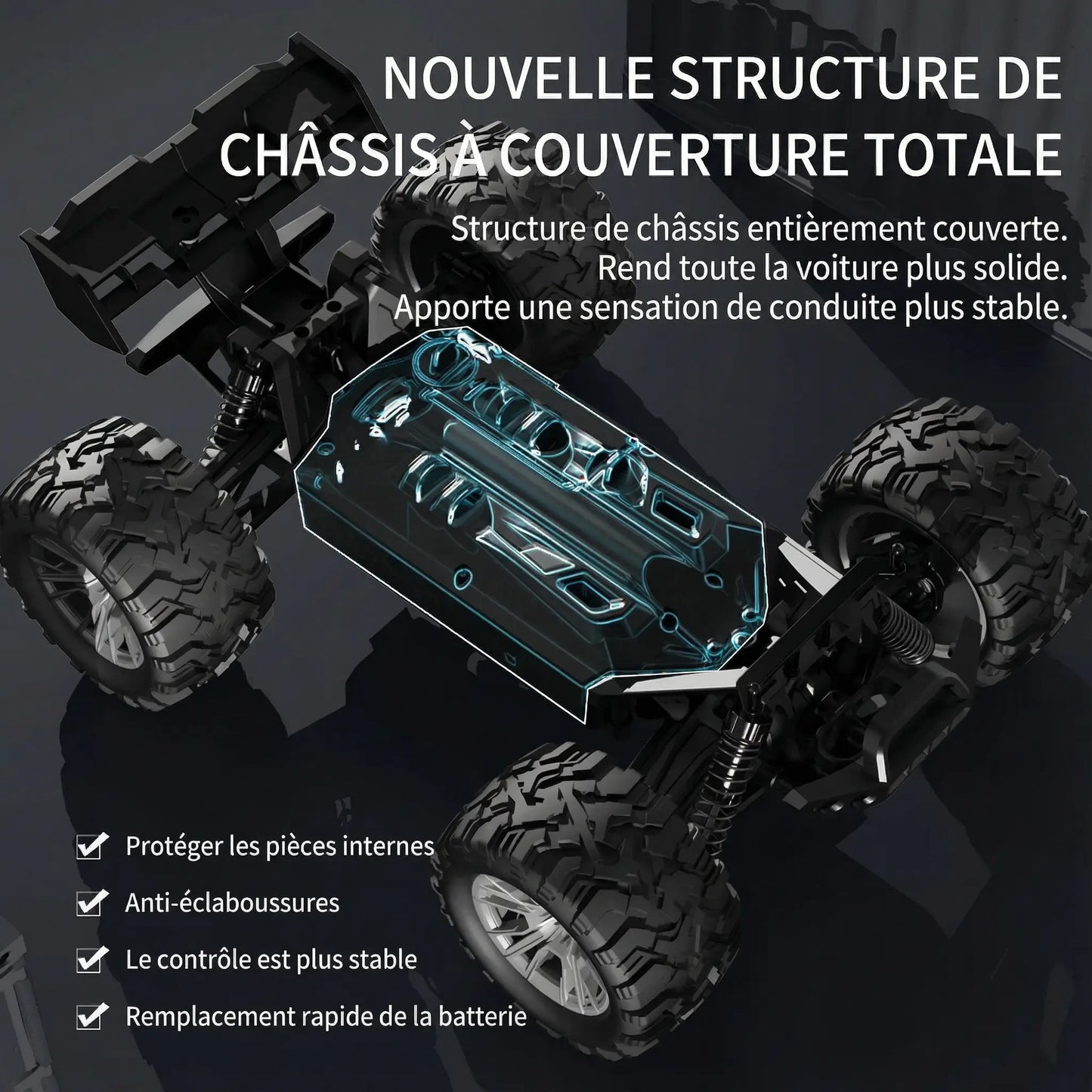Monster Truck RC Tout-Terrain - Beast-Truck 4x4 Haute Vitesse