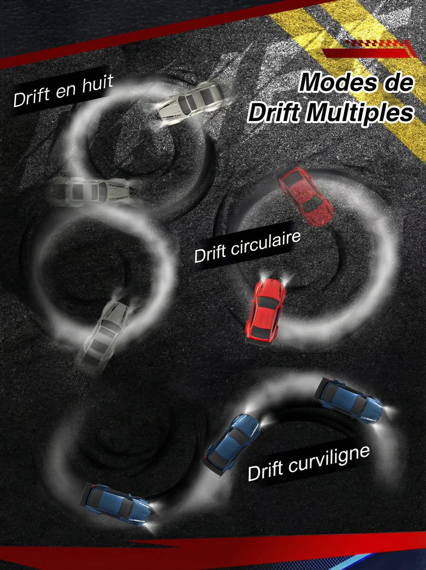 Voiture RC Drift 1/16 - Super-Drifter 4WD avec Gyroscope